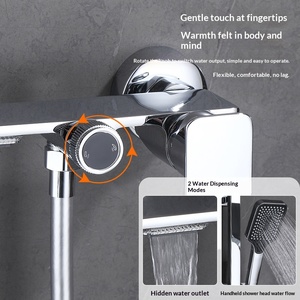 <span class=keywords><strong>Douche</strong></span> <span class=keywords><strong>de</strong></span> salle <span class=keywords><strong>de</strong></span> bain argentée, pomme <span class=keywords><strong>de</strong></span> <span class=keywords><strong>douche</strong></span> carrée surélevée, <span class=keywords><strong>barre</strong></span> coulissante, poignée unique, sans perçage, nouveau style, style hôtel, robinet relevable - Product Image 3