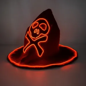 Unisex Halloween Phù Thủy Phù Thủy Mũ Với Hộp Sọ Mô Hình Người Đàn Ông Của Và Phụ Nữ Len Đan Mũ Mùa Thu Mùa Đông Ấm Áp Cảm Thấy Mũ Cho Các Bên - Product Image 1