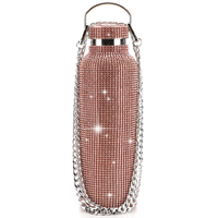 Bouteille isotherme en acier inoxydable pour femmes, avec poignée portable créative, décoration en cristal de couleur, strass, diamant, or