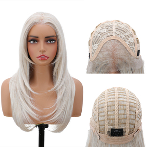 Perruque synthétique HD 13x3, lisse, dégradée, avec frontale pré-épilée, ligne de cheveux naturelle, blanc-brun, ajustable, transparente, pour usage quotidien - Product Image 1
