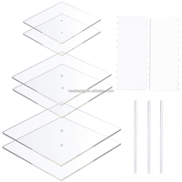 Ensemble de disques à gâteau carrés en acrylique-Planches de base en cercle avec trou central