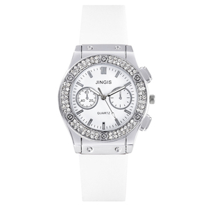 Stylish Men's Silicone Watch with Diamond-<b>Studded</b> Dial and Quartz Design - Product Image 1