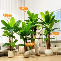 Arbre bananier artificiel de 9 pieds de haut, plante bananier artificielle, feuilles artificielles luxuriantes, parfait pour la décoration d'hôtels, de bureaux, d'espaces extérieurs et intérieurs, vente en gros