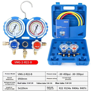 Manomètre de pression de réfrigérant à fluorure ajouté, double boîtier en plastique durable VMG-2-R410A-B, accessoires de climatisation - Product Image 4
