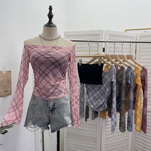 Y2k性感单肩单层薄网短顶 + 内层加厚赛车背顶 - Product Image 1