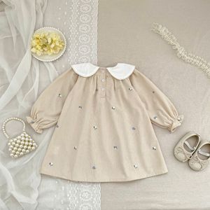 Vestito da Principessa per Bambina con Fiocco Ricamato Beige 0-6 Anni Abito a Maniche Lunghe per Neonata Abbigliamento per Bambine - Product Image 3