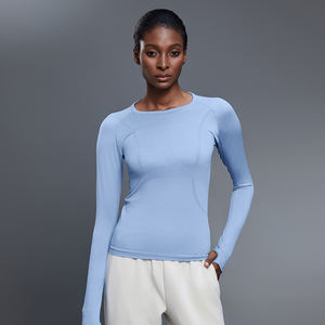 IPRETTY Logotipo personalizado Fitness Gym Yoga Slim Fit Crop Tops Running Workout Thumb Hole <span class=keywords><strong>Camiseta</strong></span> de manga larga para mujer - Product Image 4