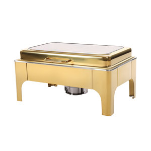 Plats Chauffants de Luxe Dorés Rectangulaires Hydrauliques de 9 Litres, Ensemble Buffet Exclusif pour Traiteur Événementiel - Product Image 2