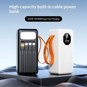 Banque d'alimentation <span class=keywords><strong>solaire</strong></span> 50000mAh, <span class=keywords><strong>chargeur</strong></span> portable haute <span class=keywords><strong>capacité</strong></span> avec écran LED multi-ports, 4 câbles intégrés, charge rapide pour l'extérieur - Product Image 3
