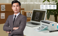 Imprimante d'étiquettes d'expédition Milestone MHT-L1081 110 mm 203 dpi, étiquettes adhésives thermiques 4x6 pour emballage, adresses, codes-barres, stock