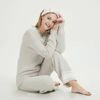 Oeko-tex Piyama Seksi Dasar Merah Muda, Set Baju Tidur Wanita Cantik