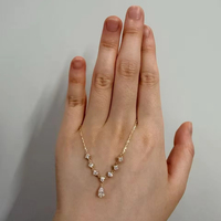 Collier en or massif 9K avec diamant de laboratoire en forme de V et poire, bijoux fins délicats, vente en gros, cadeau personnalisé pour femmes, acheteurs de boutiques