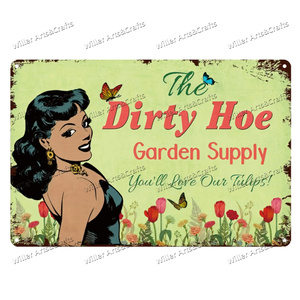Panneau en métal vintage « Funny Signs Dirty Hoe » pour décoration murale, <span class=keywords><strong>jardin</strong></span>, cour et patio - Product Image 6