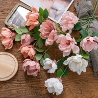 CL35002 Fleurs artificielles Magnolia en soie 3 têtes longues tiges pour la maison bureau table mariage vacances fête décor