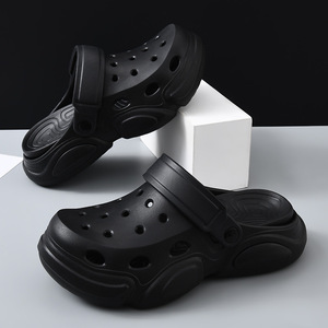 Men's <b>Clogs</b> Summer Outdoor Wear Non Slip Thick Soled Height Increasing Breathable Beach Sandals White Blue Color Blocking - Product Image 4