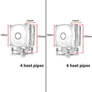 Qiuzaim Máy Tính 1700cpu Tản Nhiệt 4/6 Ống Đồng 1200 Im Lặng Và Sáng 1151cpu Fan 120Mm Máy Tính Để Bàn Pwm Điều Khiển Nhiệt Độ - Product Image 6