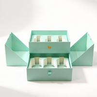 Boîte à bijoux turquoise personnalisée en gros avec double fermeture magnétique, organisateur multi-compartiments pour parfum