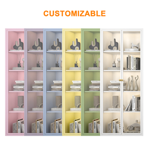 Estantería portátil de Metal de 5 estantes de diseño moderno con puerta de vidrio para el hogar, oficina, dormitorio, sala de estar, taller, escuela - Product Image 6