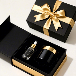กล่องบรรจุภัณฑ์น้ำหอมแม่เหล็กสีดำพิมพ์ลายทองคำแบบสั่งทำพิเศษ FX Eu Trendy พร้อมโลโก้ปั๊มฟอยล์ทองคำ  กล่องบรรจุภัณฑ์เครื่องสำอางแบบทำมือสั่งทำพิเศษ - Product Image 2