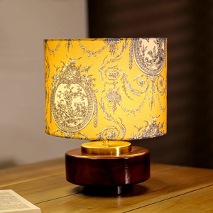 Lampe de table en bois de luxe avec abat-jour en tissu imprimé, lampe de chevet moderne pour salon, chambre à coucher, décoration de la maison - Product Image 2