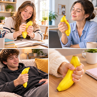 Jouet Squishy Banane en Mousse PU à Remontée Lente, Fruit Tropical Simulé, Parfum Sucré, Doux à Presser, Anti-Stress pour Enfants et Adultes