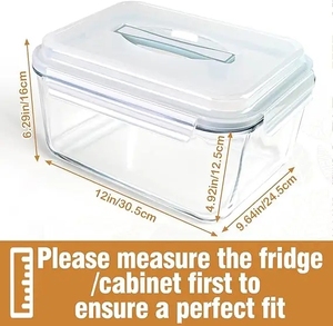 Grands récipients de stockage en verre avec couvercles, récipients pour pastèque, récipients de stockage alimentaire en verre extra-larges, hermétiques - Product Image 4