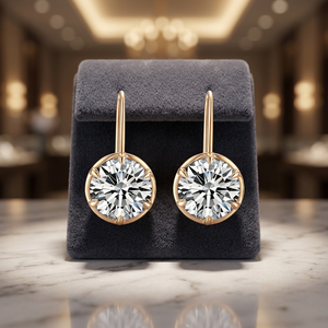 Luxury Round Brilliant Cut Zircon Drop <b>Earrings</b> Gold Plated 925 Sterling Silver <b>Dangle</b> Wedding Jewelry fashion Stud <b>Earrings</b> - Product Image 5