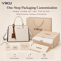 Sac fourre-tout structuré en cuir grainé YIKU Golden Hardware pour femme avec accent pompon, sac à main de créateur personnalisable avec logo