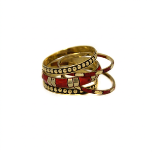 Juego de Brazaletes de Latón Pulido Hechos a Mano Tradicionales, Joyería India Elegante y Moderna para Mujer, para Festivales Étnicos, Bodas y Fiestas - Product Image 1