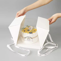 Emballage de boîte à gâteau de dessert d'anniversaire de 6 pouces 8 pouces avec logo personnalisé Boîte à gâteau carrée de faveur de mariage avec fenêtre transparente