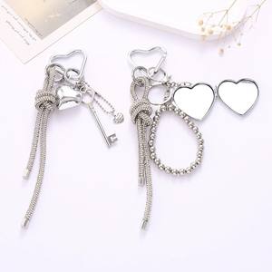 CHENXI Porte-clés Premium en Soie Tissée avec Cœur en Strass et Chaîne en Cristal pour Miroir, Breloque de Sac, Accessoire Décoratif pour Téléphone Portable - Product Image 2