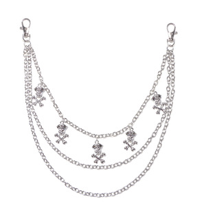 Cadena de pantalones de metal multicapa con calavera pirata, cadena de cintura informal de plata tibetana, accesorio de estilo punk para mujer - Product Image 5