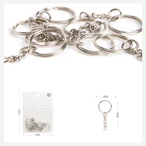 โรงงานขายส่งพวงกุญแจเหล็กแบนแหวนอุปกรณ์เสริมโซ่ขายร้อน DIY พวงกุญแจโลหะแหวนพร้อมโซ่