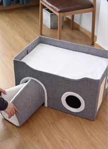 Cama cueva plegable para gatos, <span class=keywords><strong>casa</strong></span> cubo para gatos con 2 almohadillas reversibles y bola para mascotas - Product Image 5
