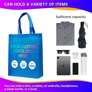 Sacs fourre-tout réutilisables personnalisés - Sacs de courses non tissés avec poignées pour événements commerciaux et magasins de détail (Beige) - Product Image 4