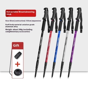 Bâton de marche réglable en alliage d'aluminium à trois sections pour la <span class=keywords><strong>randonnée</strong></span> en caoutchouc de <span class=keywords><strong>ski</strong></span> - Product Image 2