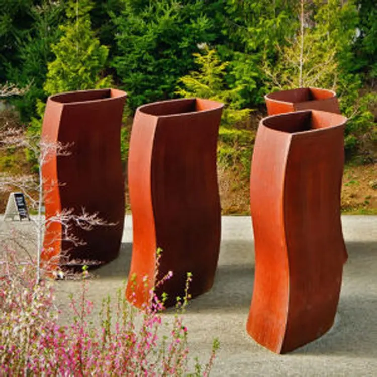 Fioriere in acciaio corten da giardino rialzate per esterni personalizzate fioriere in acciaio di grandi dimensioni vaso da fiori corten