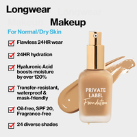 Vente en gros FPS 15 Fond de teint liquide mat anti-soleil à couverture complète imperméable à l'eau de marque privée en 10 couleurs