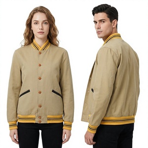 Chaqueta Varsity Unisex de Lona con Cuello Mao, Botones de Cuerno, Diseño de Corazón, Impermeable, Forro de Seda, Ropa Casual de Invierno - Product Image 1