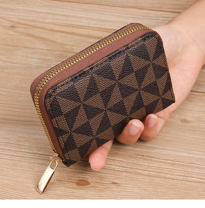 Porte-monnaie court zippé pour femme en cuir PU, motif géométrique vintage personnalisé, porte-cartes de crédit, vente en gros - Product Image 2