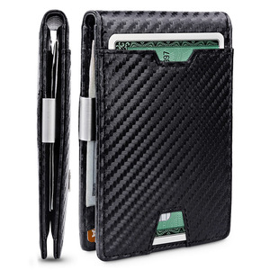 Minimalist Men's <b>Wallet</b> Black Carbon Fiber Pattern Multi-card <b>Holder</b> Everyday Use - Product Image 1