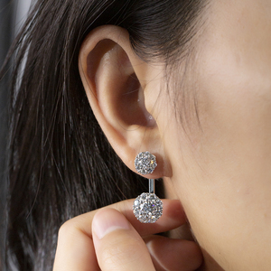 Pendientes de diamantes redondos de oro blanco de 18 quilates Messi Jewelry MSE-960 para mujer - Product Image 5