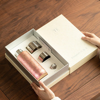 Bouteille à thé isotherme en titane pur 14,2 oz, coffret cadeau, double paroi sous vide, légère, infuseur à thé, filtre, maintien au chaud 6-12 heures