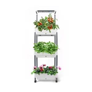3 Tier High Intensity 6400K Full Spectrum Movable Vertical Garden Indoor Herb, Flower, and Vegetable Planter Grow Rack
