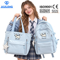 Ensemble sac à dos et sac fourre-tout 2 en 1 avec logo personnalisé, design multi-poches grande capacité pour adolescentes et étudiantes