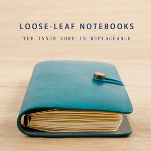A6 Mini Style PU Leather Cover Portable Notepad <b>Journal</b> Loose-leaf Kraft Paper Gift Blank Notebook 80 Sheets Diary 5 Colors - Product Image 4