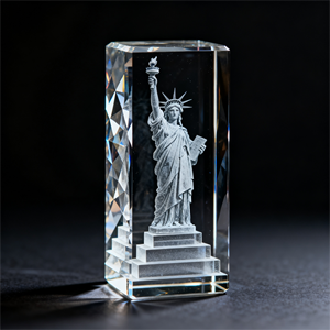 Hbl tùy chỉnh thiết kế 3D Laser khắc Tinh thể thủy tinh khối lập phương couvenir tượng tự do thành phố New York - Product Image 6