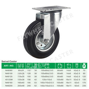3 ila <span class=keywords><strong>8</strong></span> inç boyutu tekerleği katı kauçuk malzeme tekerlek çinko kaplama braketi avrupa standart döner ve sert endüstriyel tekeri tekerlek - Product Image 2