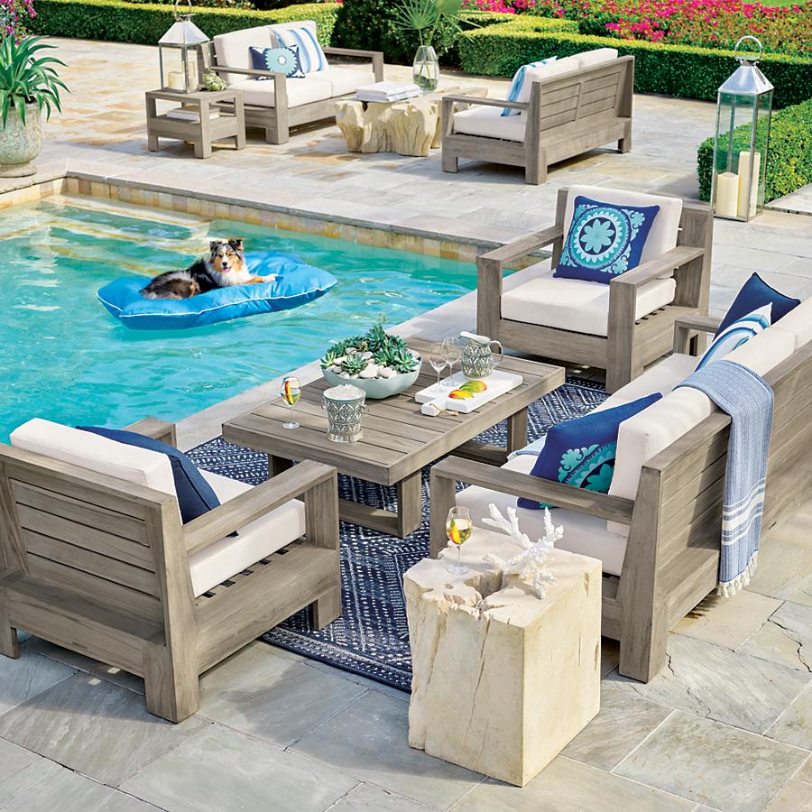 Fashion Teak Frame Balcony Sofa Set Garden Outdoor Furniture with Cushion