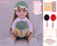 FiveStar 22 Zoll Ganzkörper-Gummi-Reborn-Puppe, 56 cm Vinyl-Spielzeug, modische Puppe zum Lesen von Geschichtenbüchern, realistisch aussehend